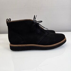 Clarks Artisan Chukka Ankle Boots Women 7.5 Gilck Willa Black Lace Up‎ Comfort
